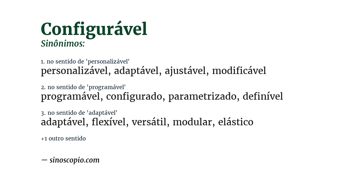Sinônimo de configurável