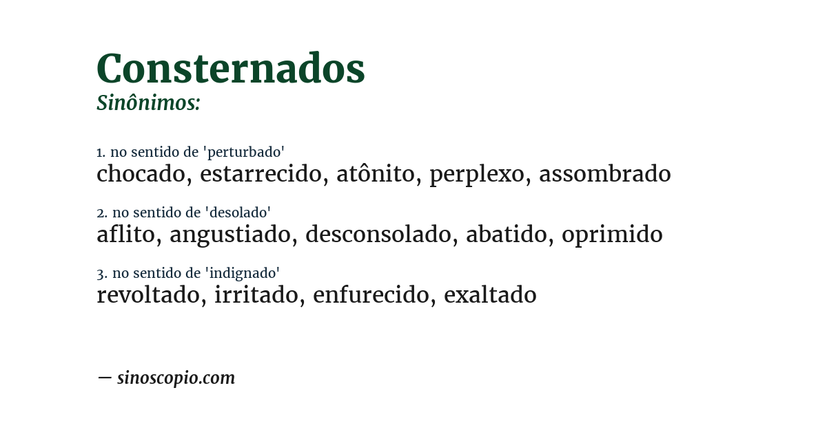 Sinônimo de consternados