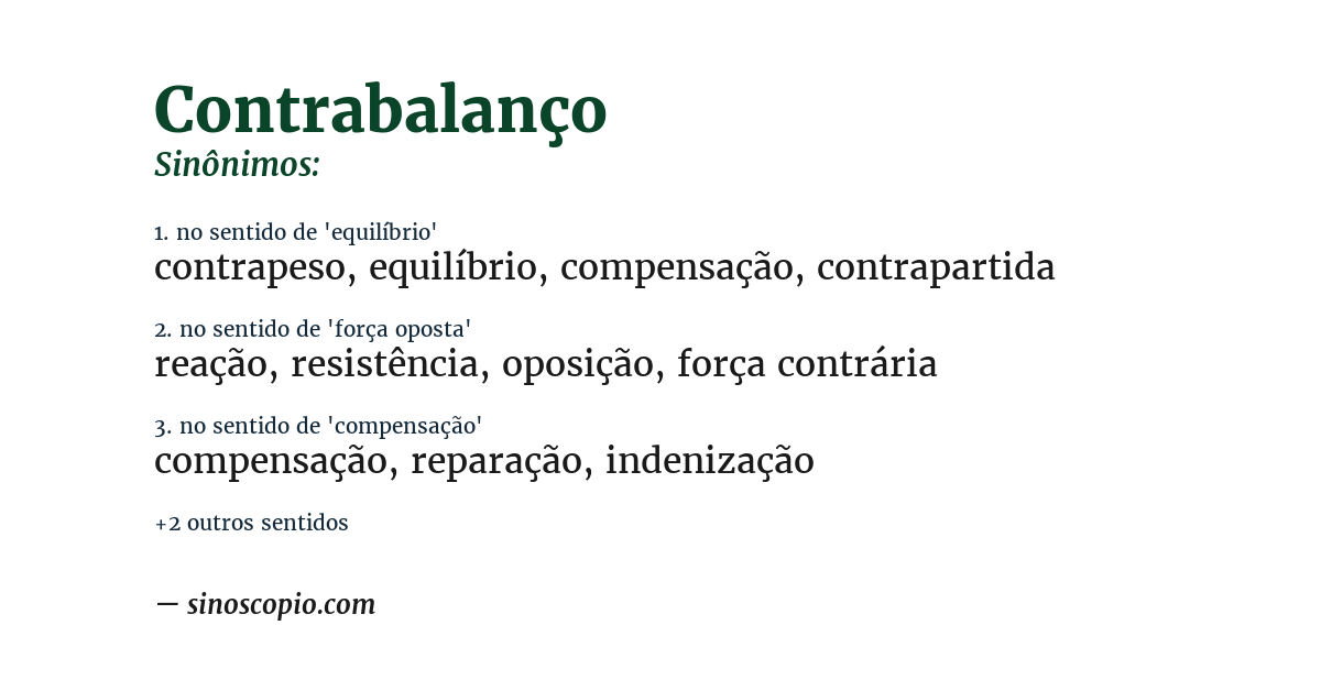 Sinônimo de contrabalanço