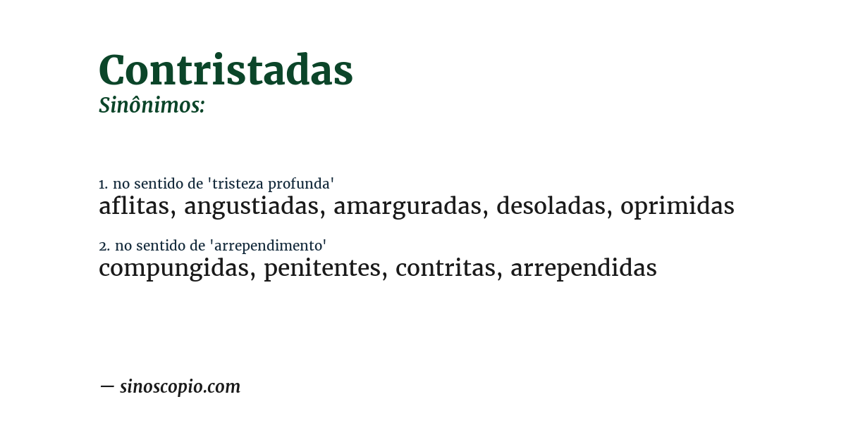 Sinônimo de contristadas