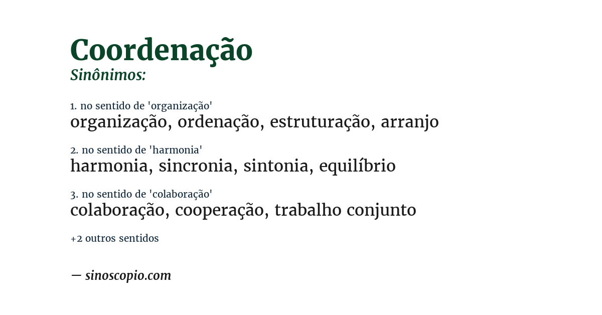 Sinônimo de coordenação
