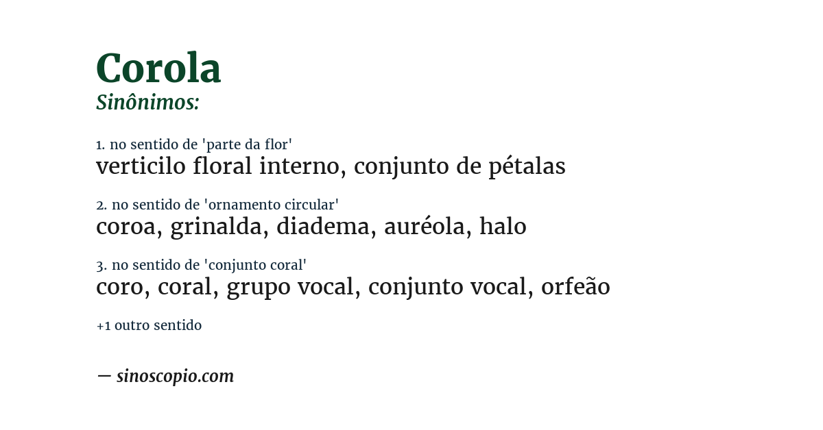 Sinônimo de corola