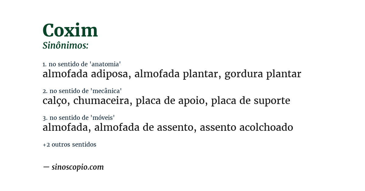 Sinônimo de coxim
