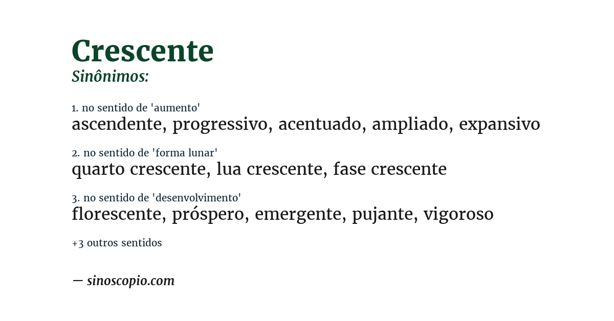 Sinônimo de crescente