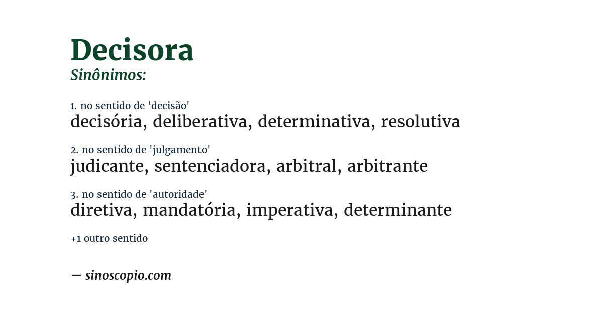 Sinônimo de decisora
