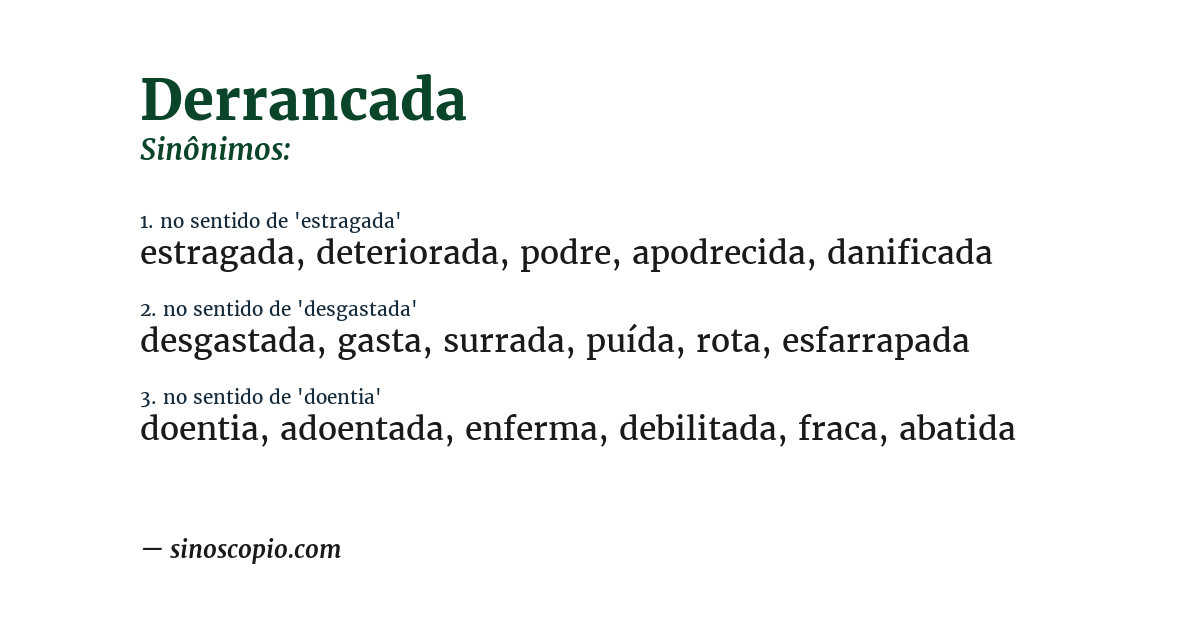 Sinônimo de derrancada