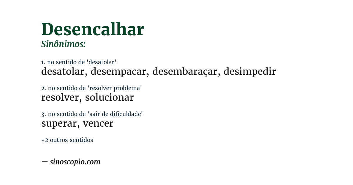 Sinônimo de desencalhar