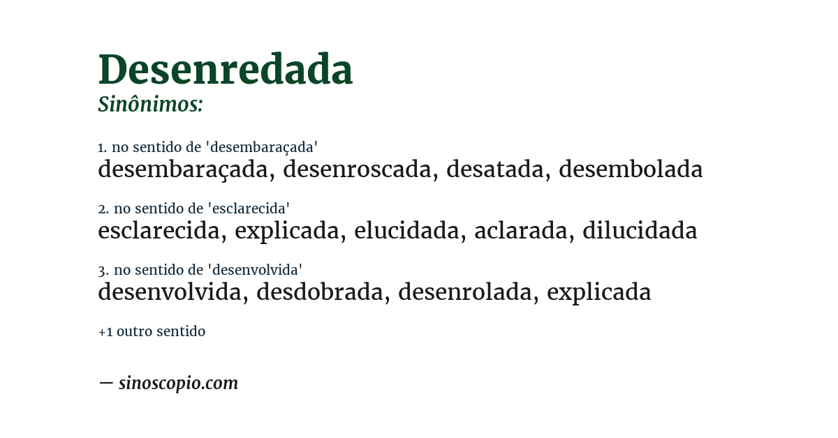 Sinônimo de desenredada