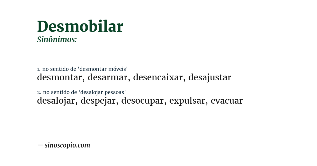 Sinônimo de desmobilar