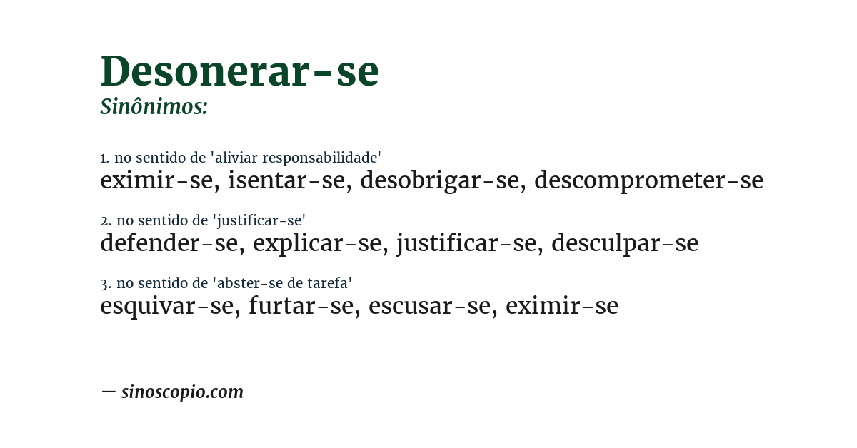 Sinônimo de desonerar-se