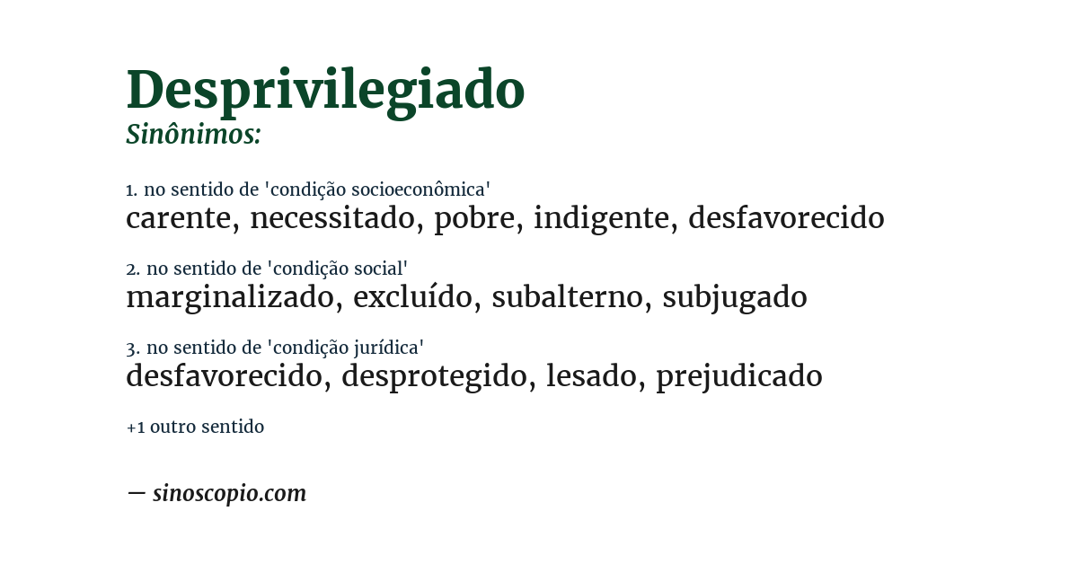 Sinônimo de desprivilegiado