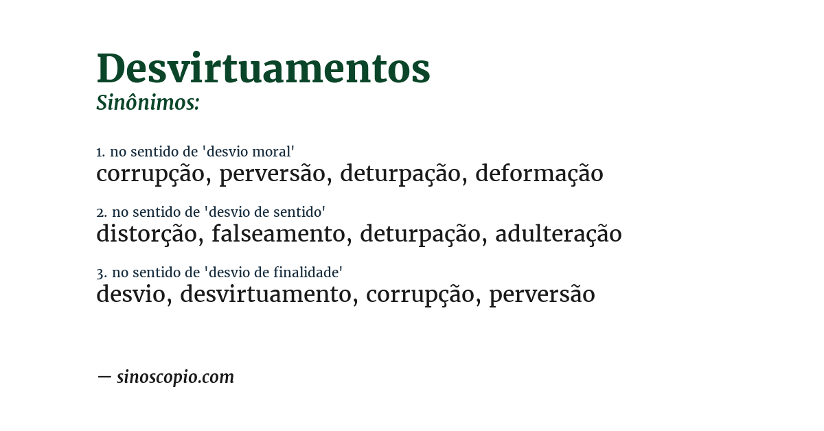 Sinônimo de desvirtuamentos