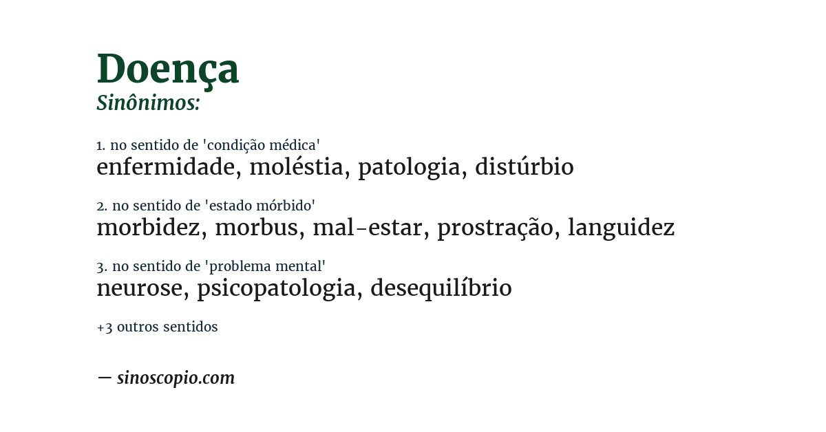 Sinônimo de doença