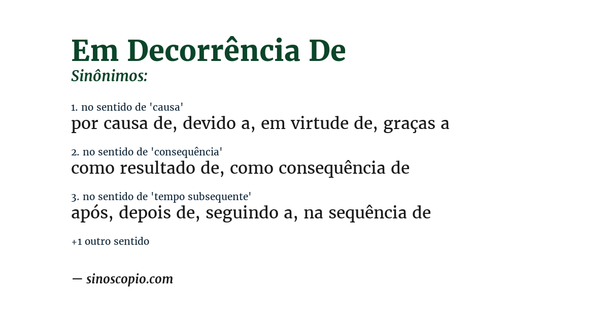 Sinônimo de em decorrência de