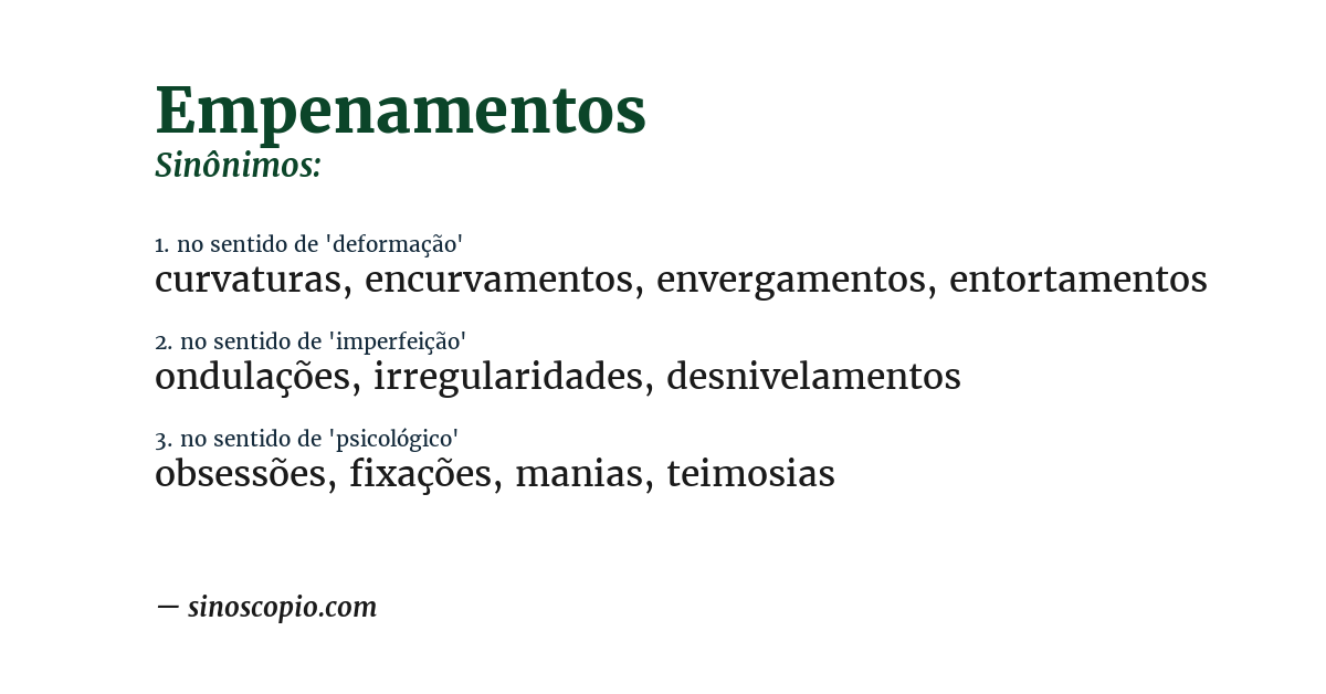 Sinônimo de empenamentos