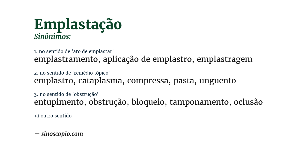 Sinônimo de emplastação