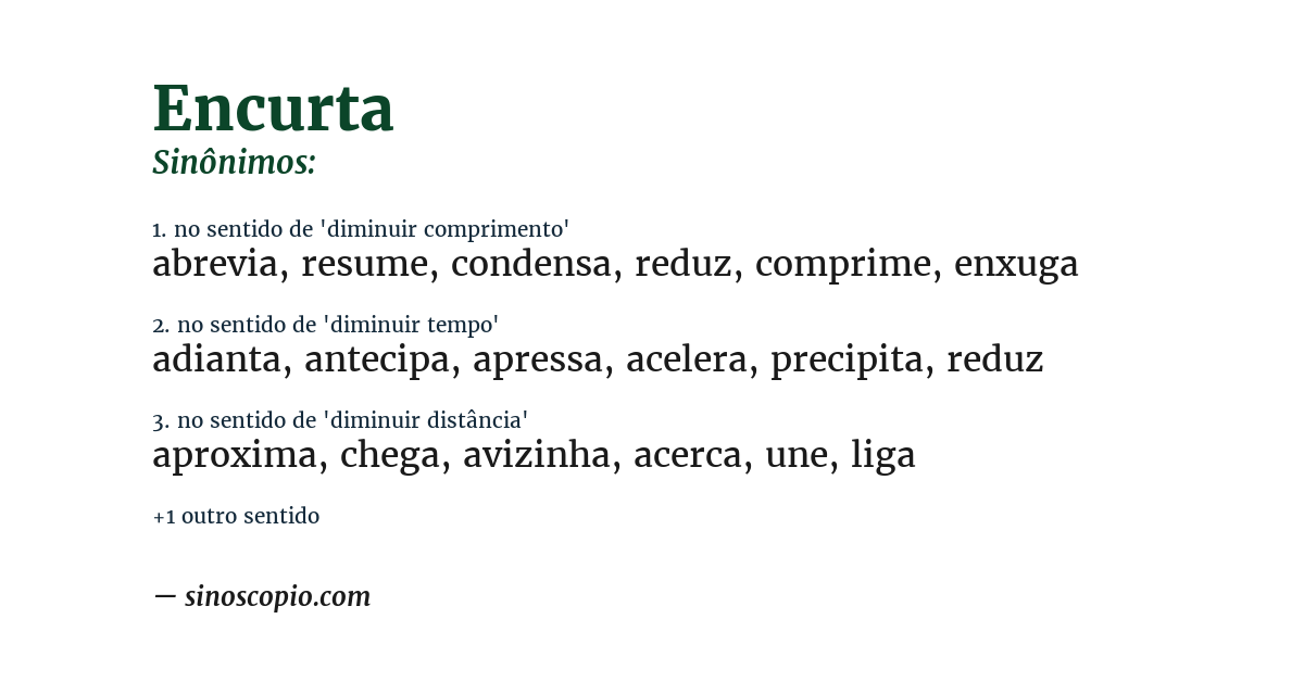 Sinônimo de encurta