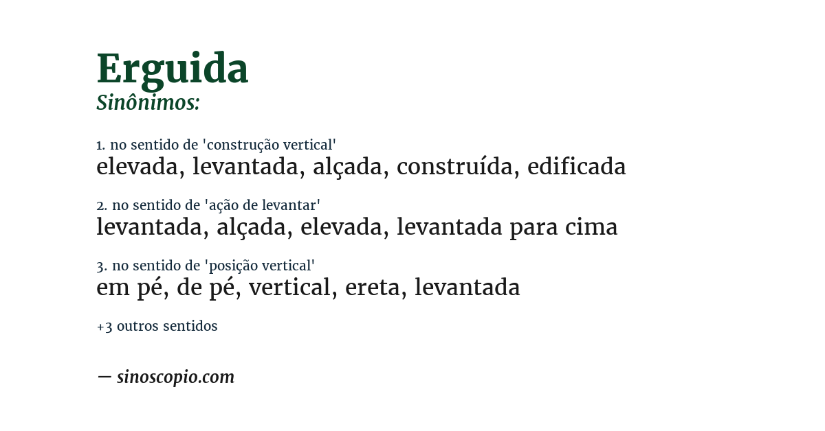Sinônimo de erguida