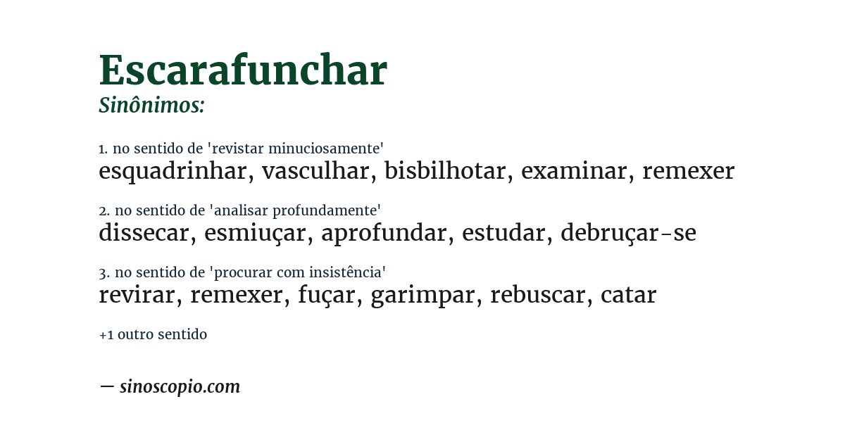 Sinônimo de escarafunchar