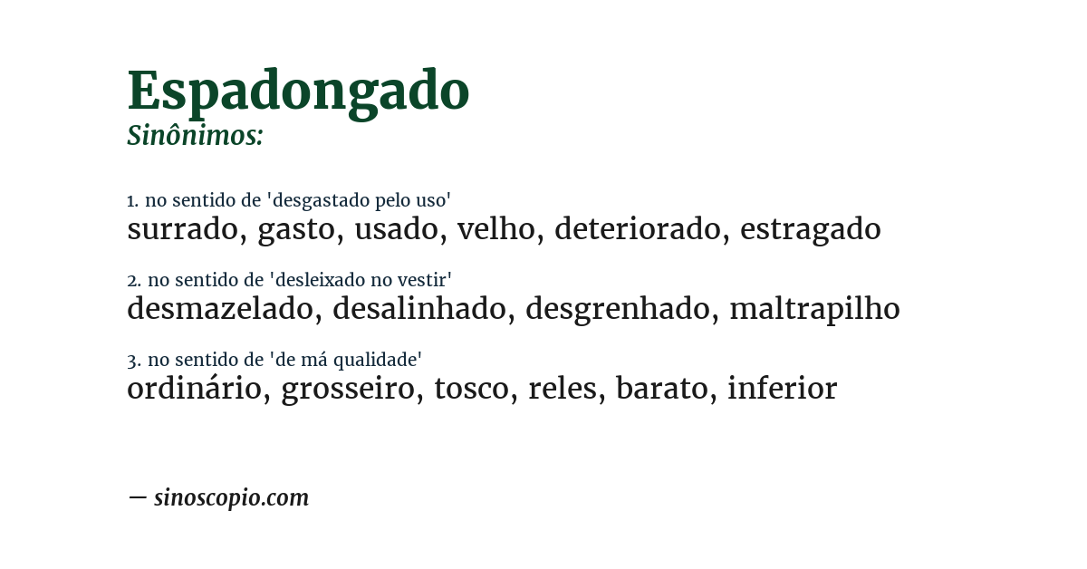 Sinônimo de espadongado