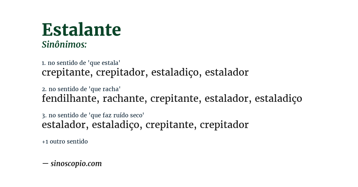 Sinônimo de estalante