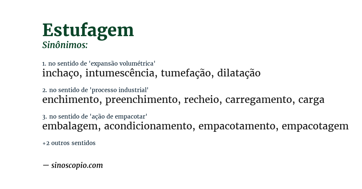 Sinônimo de estufagem