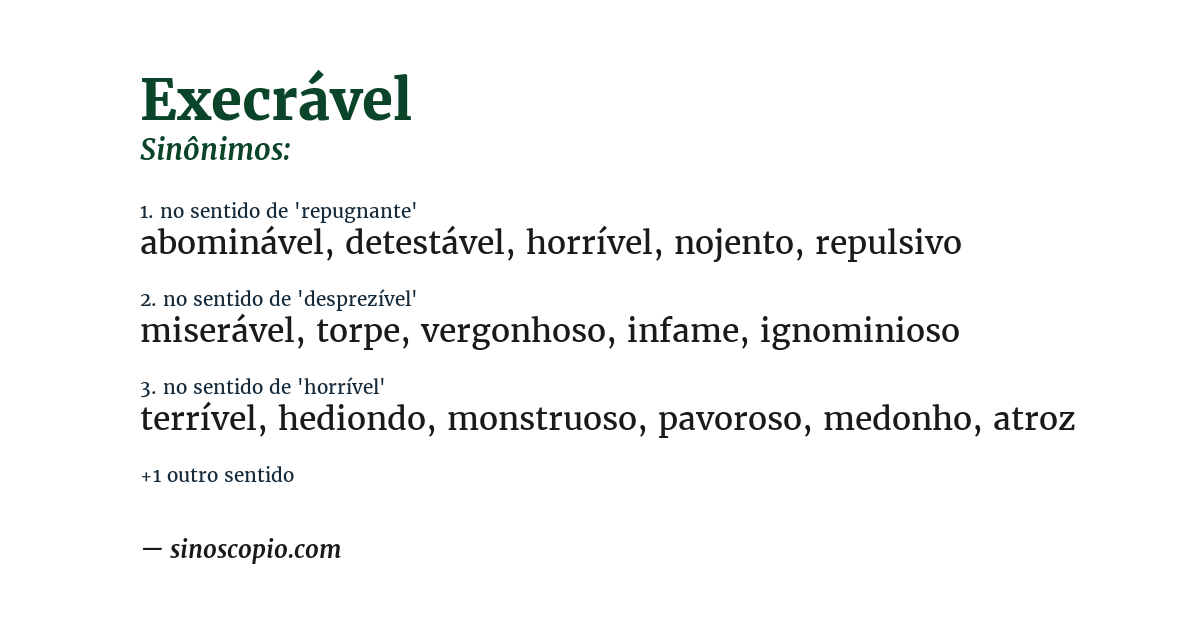 Sinônimo de execrável