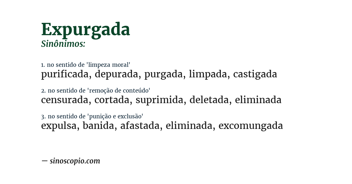 Sinônimo de expurgada