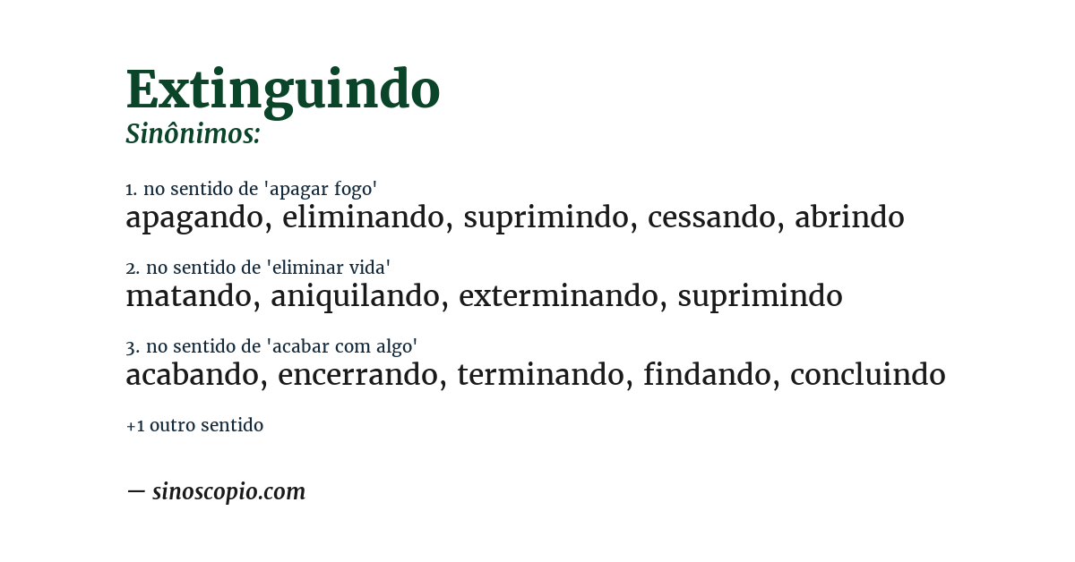 Sinônimo de extinguindo