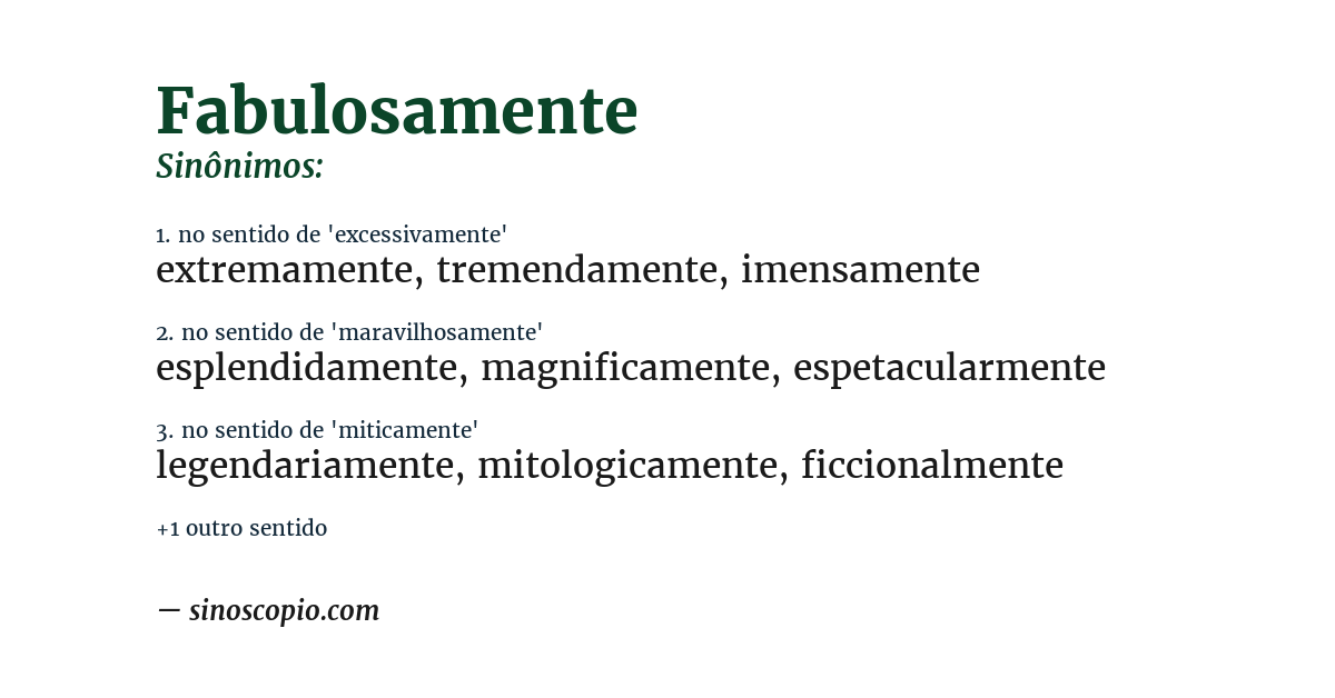 Sinônimo de fabulosamente