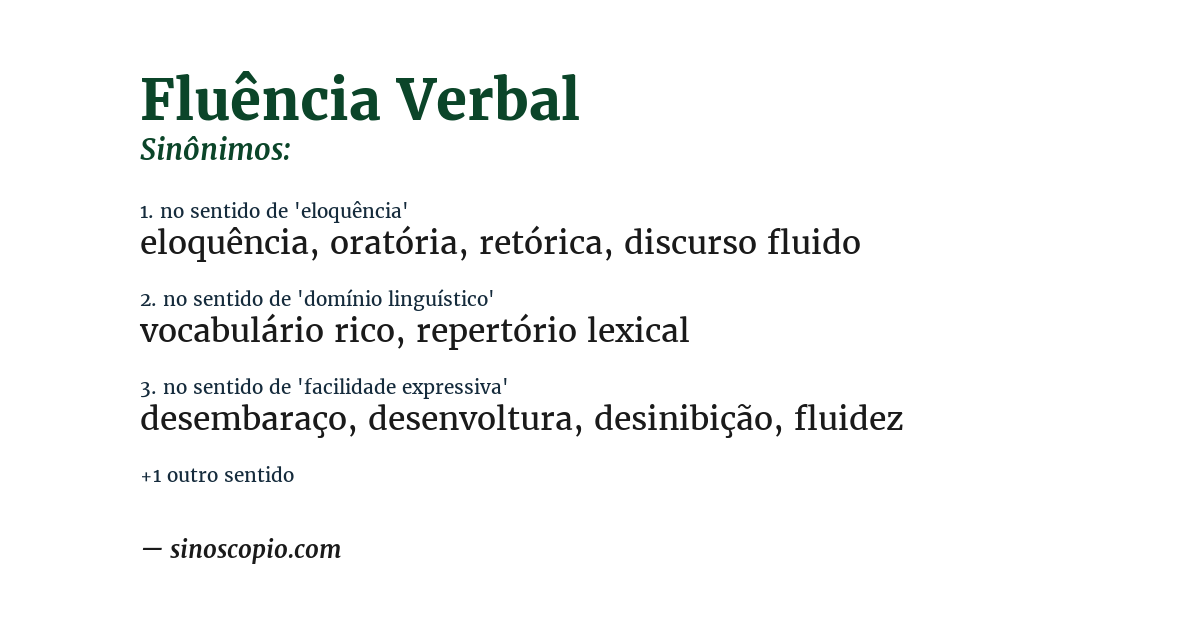 Sinônimo de fluência verbal