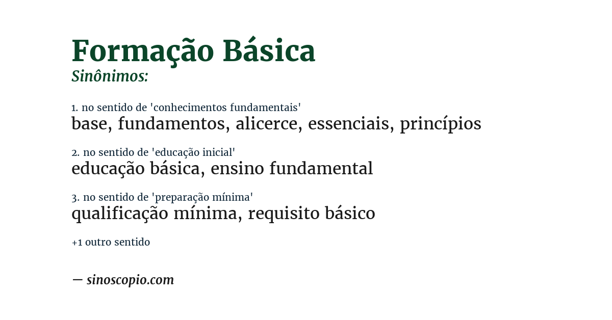 Sinônimo de formação básica