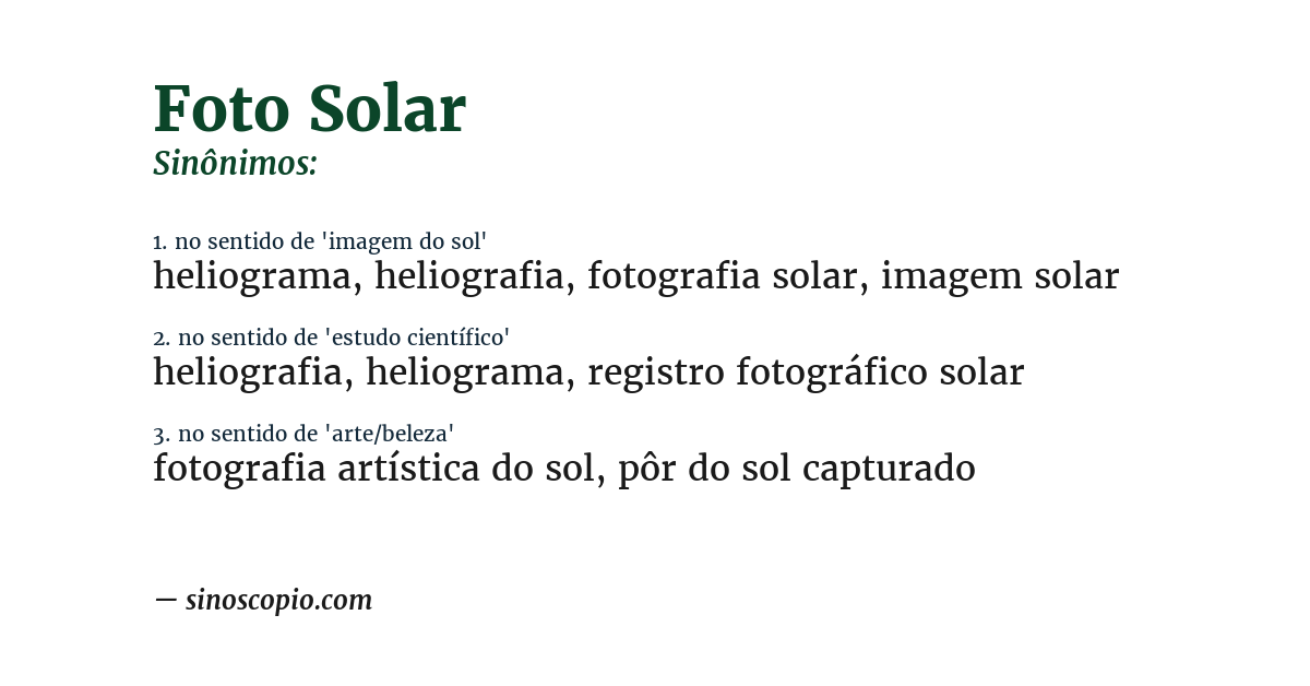 Sinônimo de foto solar