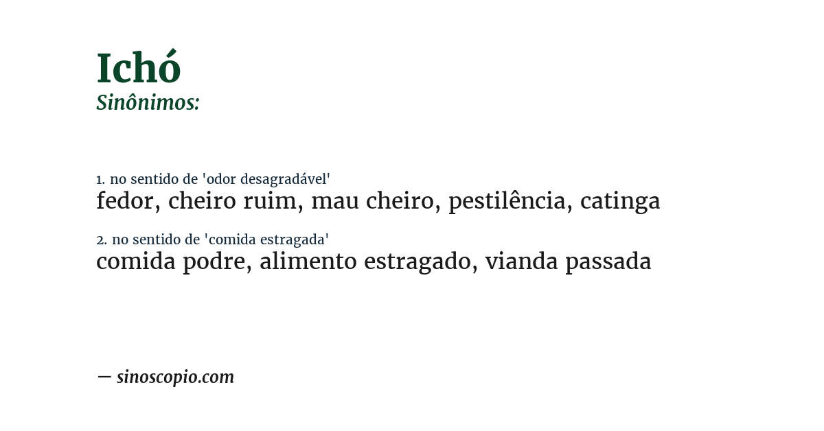 Sinônimo de ichó