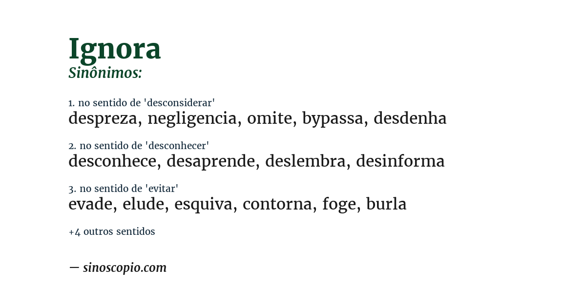 Sinônimo de ignora