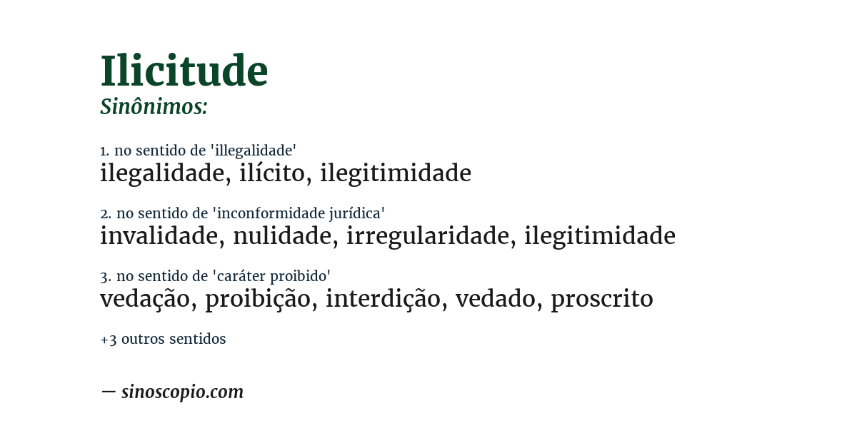 Sinônimo de ilicitude