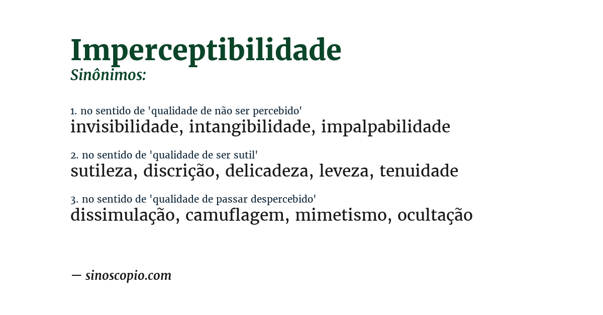 Sinônimo de imperceptibilidade