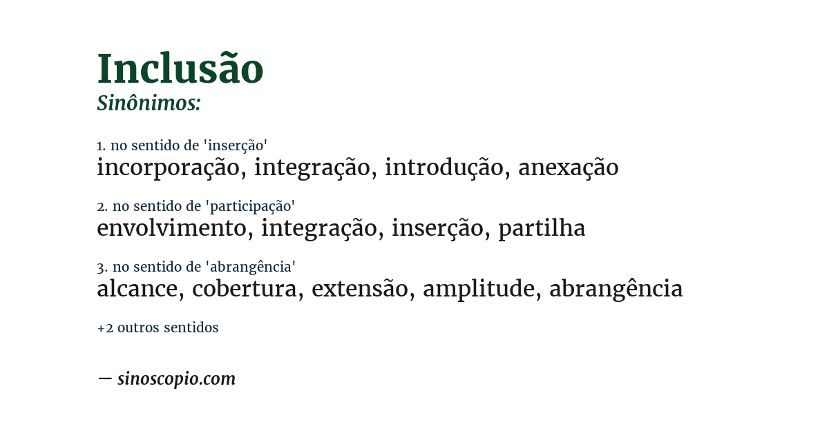 Sinônimo de inclusão