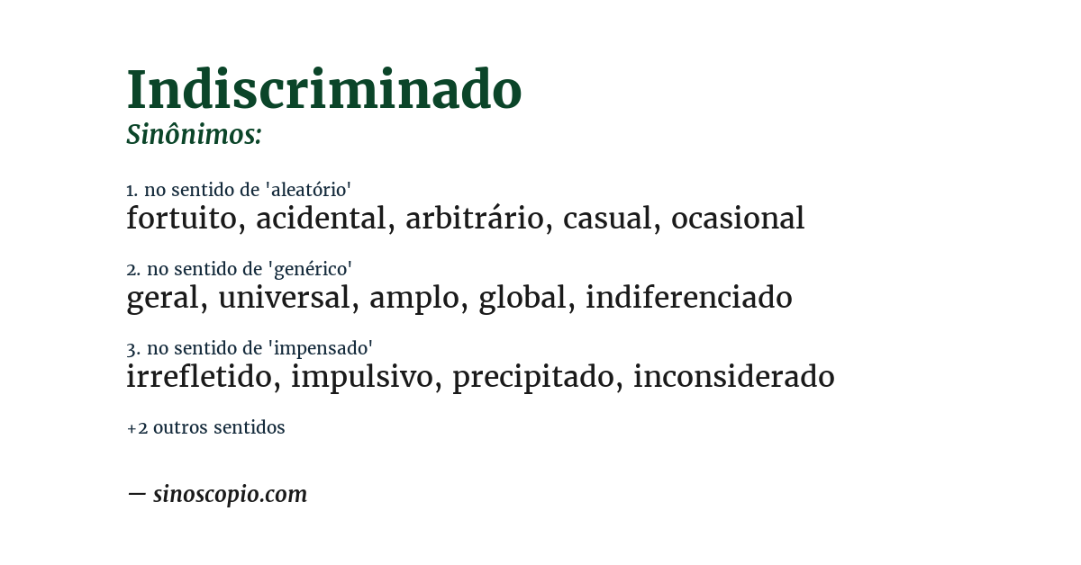Sinônimo de indiscriminado