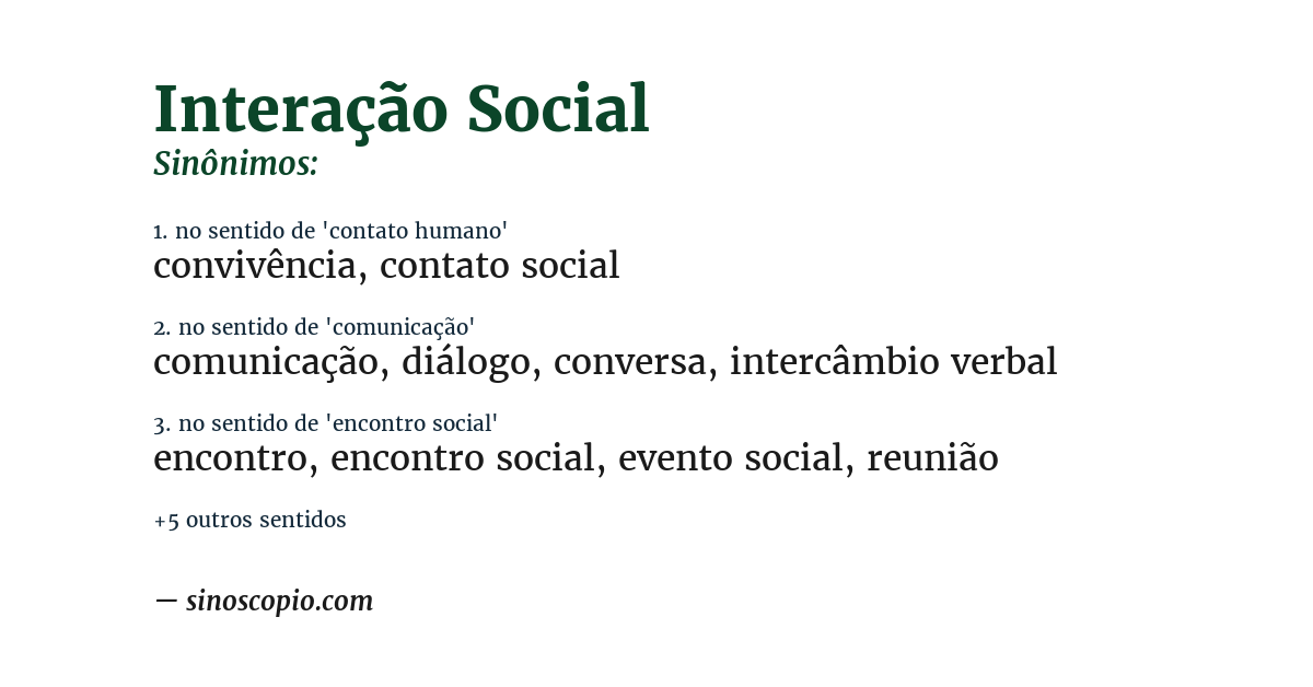 Sinônimo de interação social