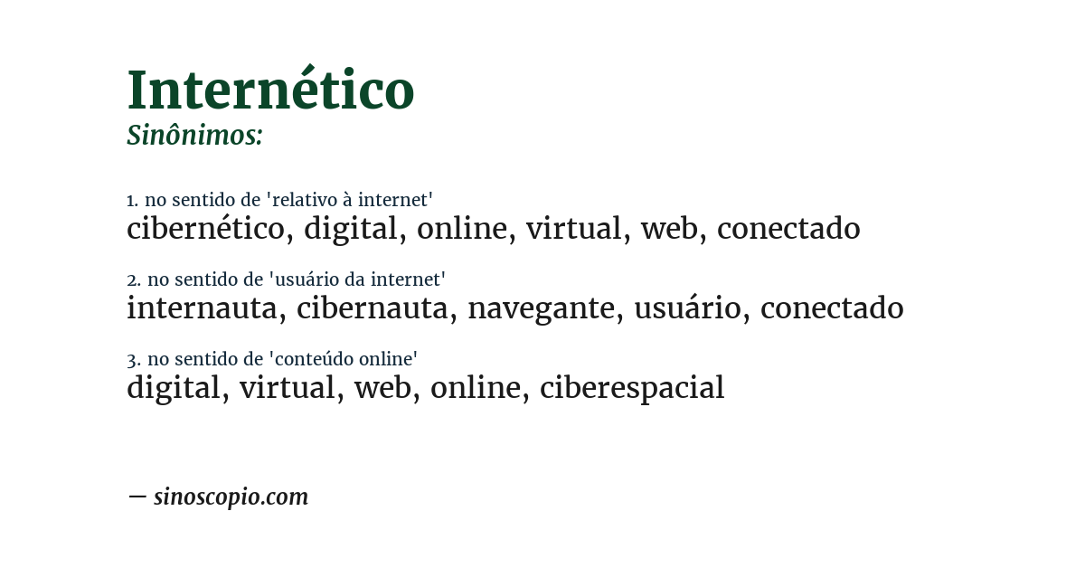 Sinônimo de internético