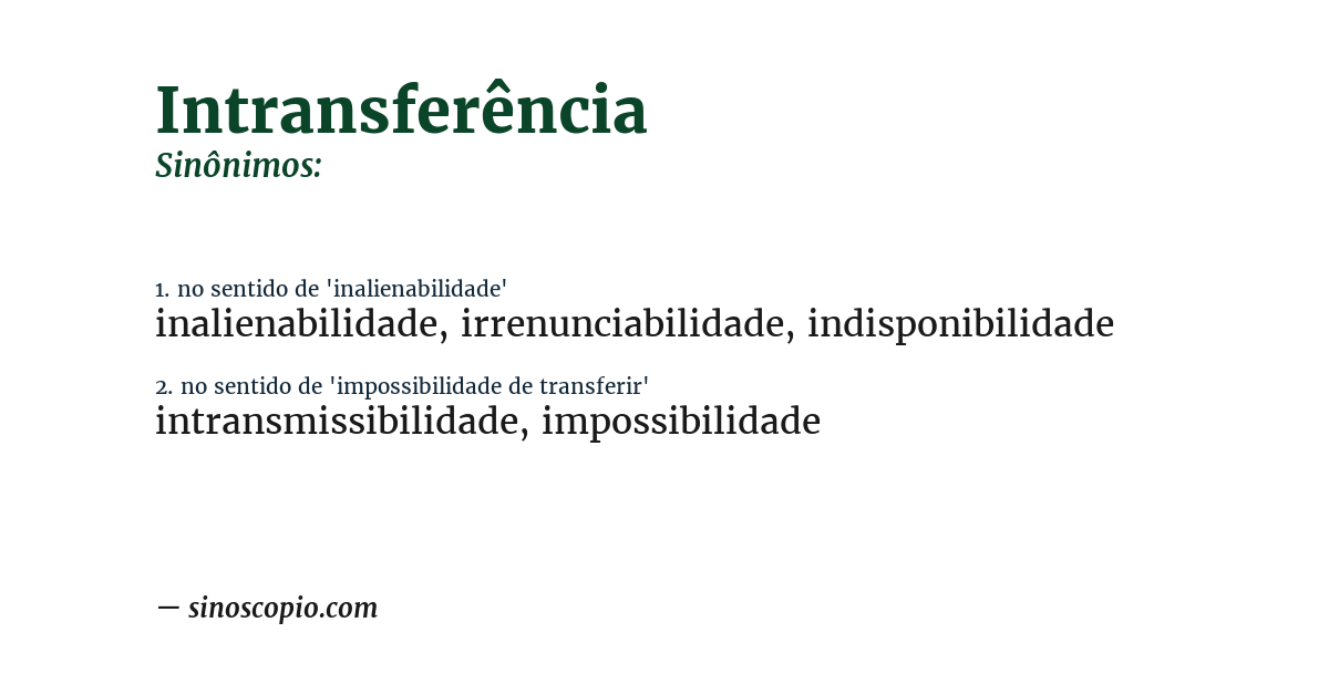 Sinônimo de intransferência