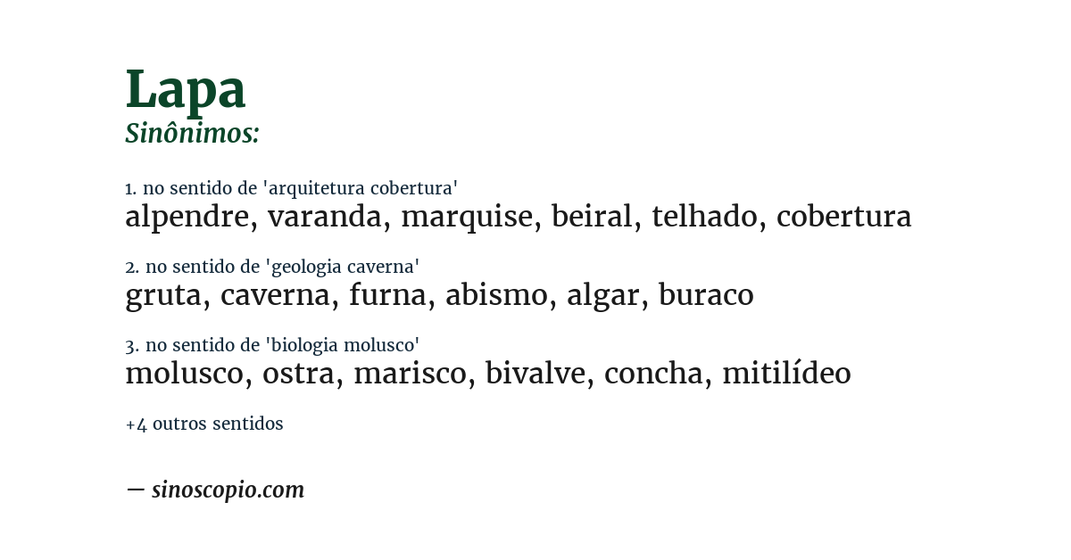 Sinônimo de lapa