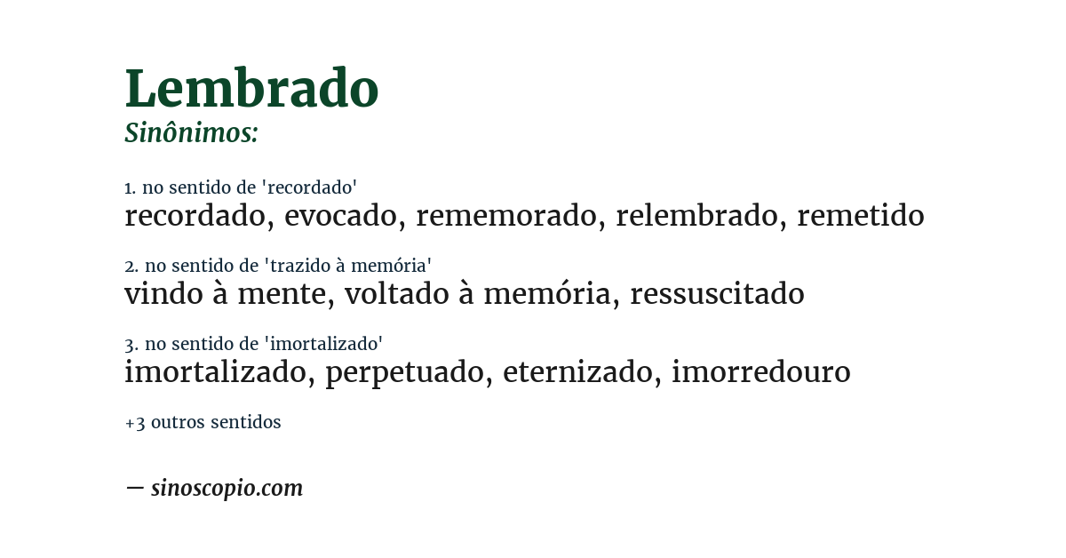 Sinônimo de lembrado