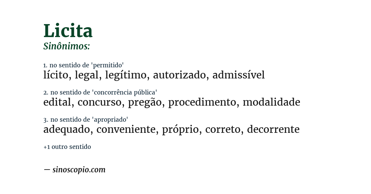 Sinônimo de licita
