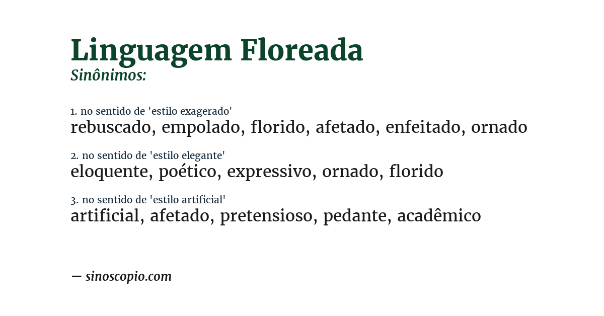 Sinônimo de linguagem floreada