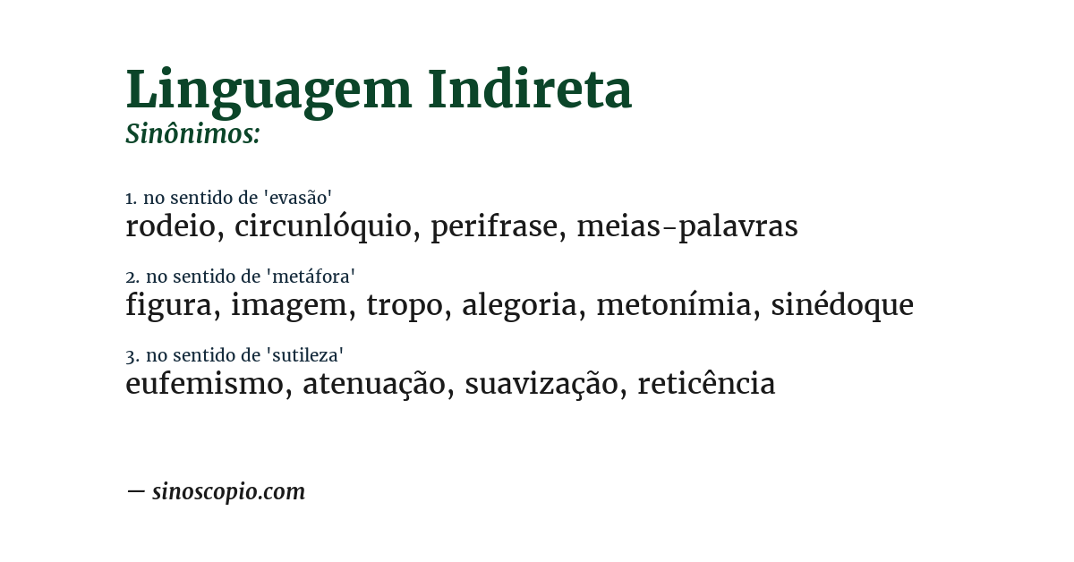Sinônimo de linguagem indireta