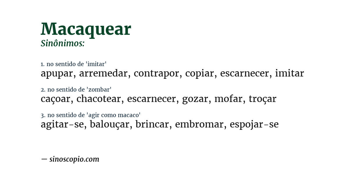 Sinônimo de macaquear