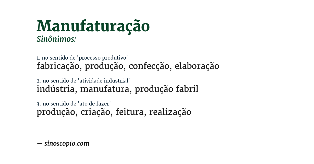 Sinônimo de manufaturação