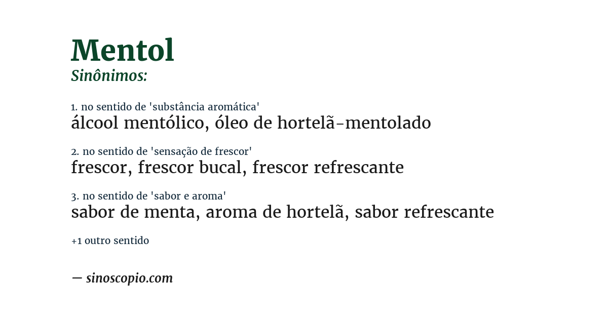 Sinônimo de mentol